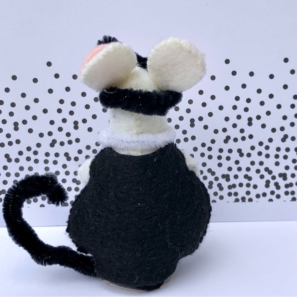 Meow! Black Cat costume felt mouse art doll ready Halloween cake topper - Picture 3 of 7
